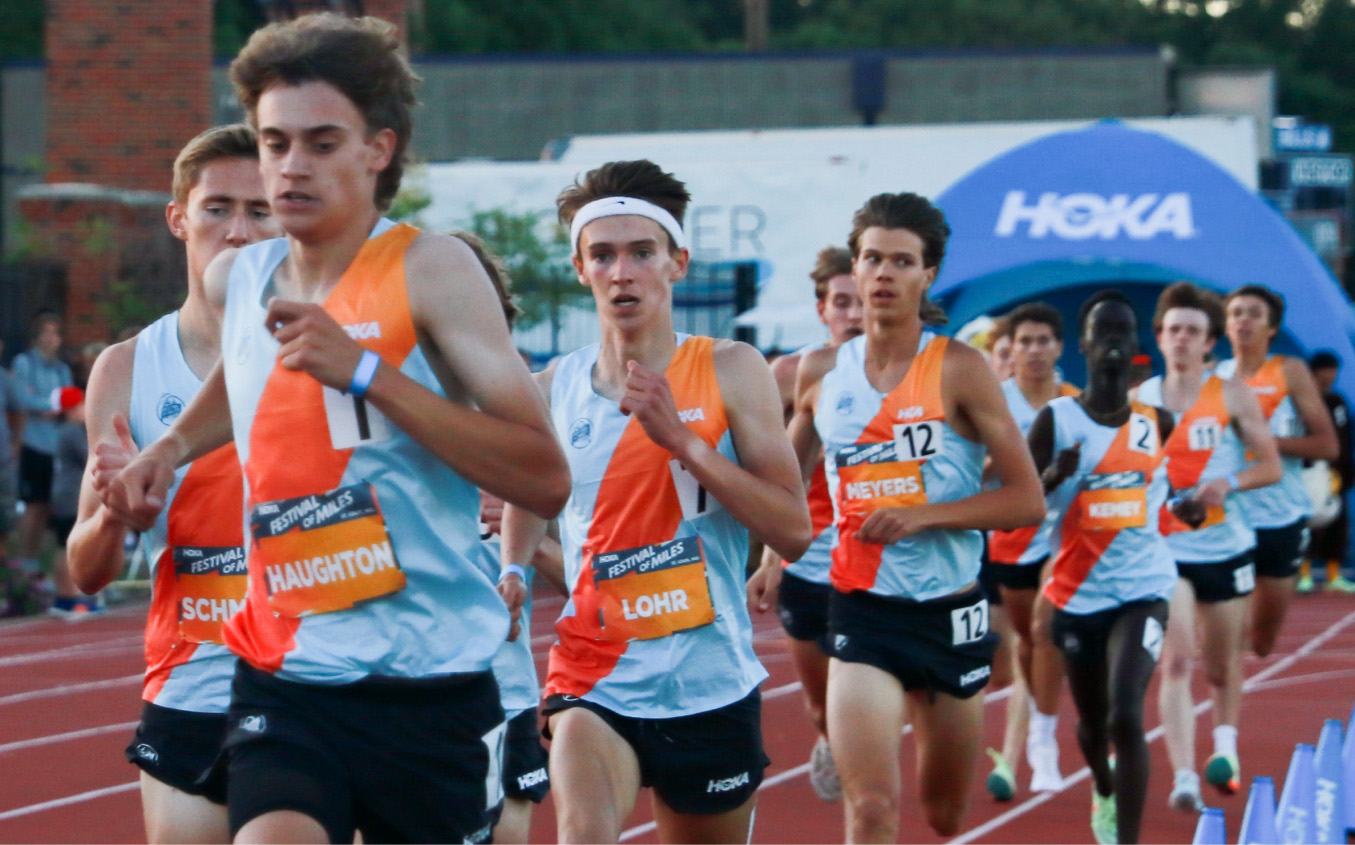 Male runners competing at HOKA Festival of Miles track race